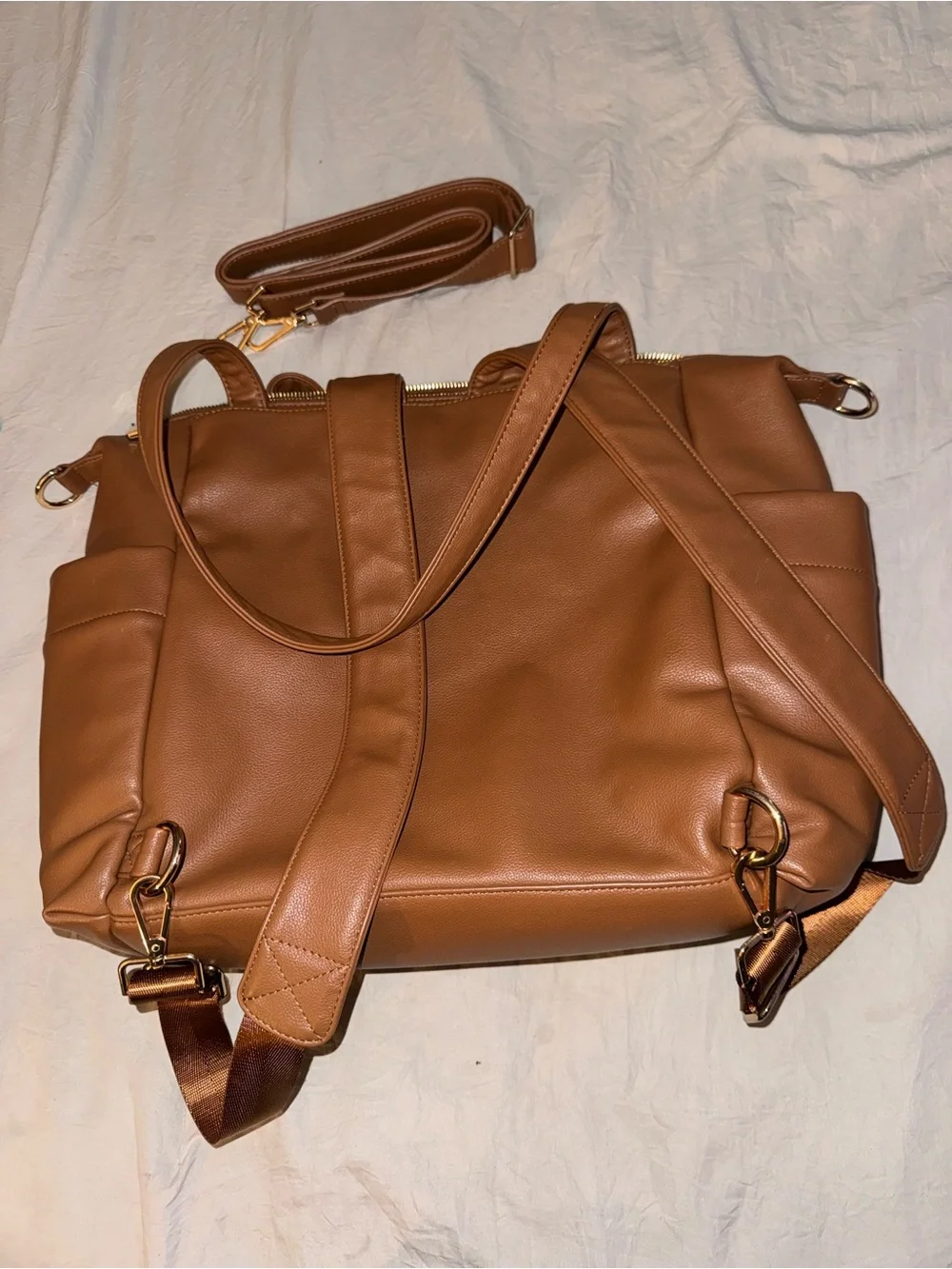 Tan Vegan Leather Tote Bag
